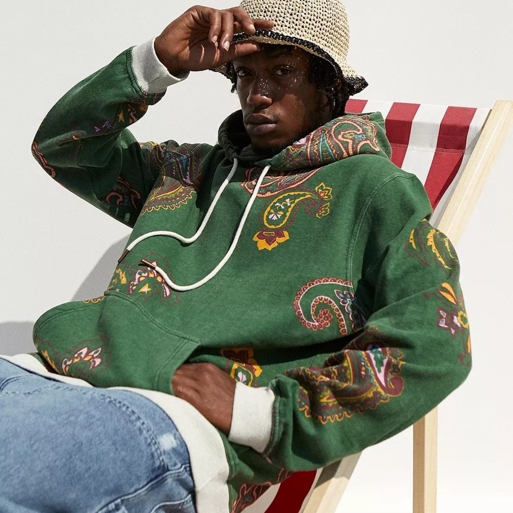 Urban Outfitters Green Paisley Hoodie